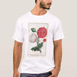 Papaver somniferum en Papaver reas gegraveerd door T-shirt