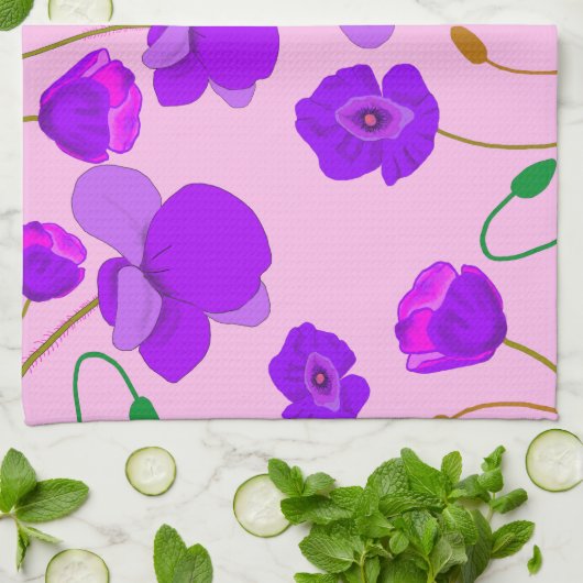 Papaver somniferum Lila Theedoek (Gevouwen)