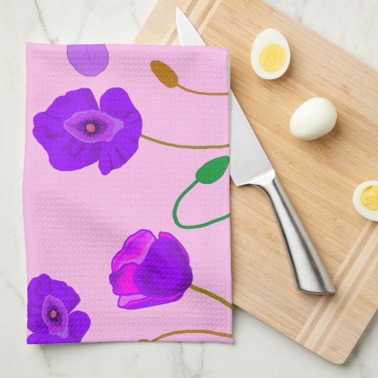 Papaver somniferum Lila Theedoek (Quarter Fold)