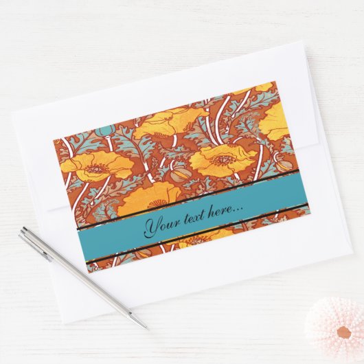  papaver ~ Sticker rechthoek (Envelop)