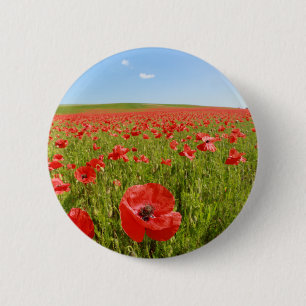 Papaver veld - Verbluffend! Ronde Button 5,7 Cm