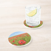 Papaver veld - Verbluffend! Zandsteen Onderzetter (Zijkant)