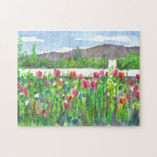 papaver Veldschilderwerk op Waterverf Legpuzzel (Horizontaal)