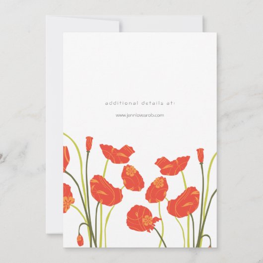 papaver Vertical Invitation Card Kaart (Achterkant)