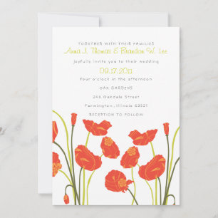 papaver Vertical Invitation Card Kaart