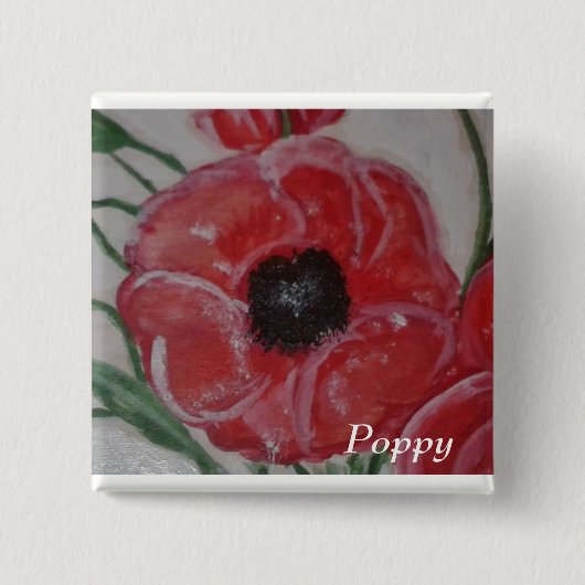 Papaver Vierkante Button 5,1 Cm (Voorkant)