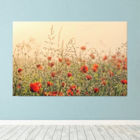 papaver vroeg in de ochtend canvas afdruk (Insitu (Houten vloer))
