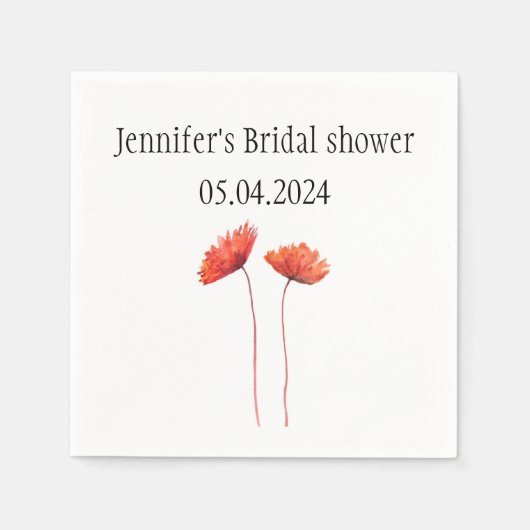 papaver waterverf Rode Vrijgezellenfeest Servet (Voorkant)