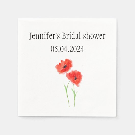 papaver waterverf Rode Vrijgezellenfeest Servet (Voorkant)
