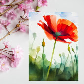 papaver, wei, waterverf, bloem briefkaart