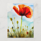 papaver, wei, waterverf, bloem briefkaart (Voorkant)