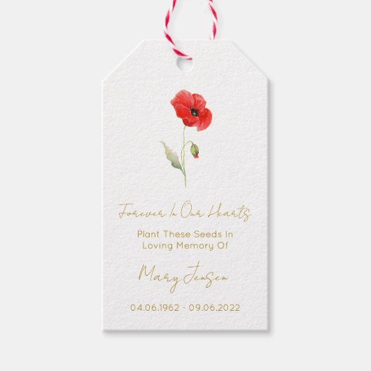 Papaver Zaad Pakket Rouw Cadeau Labels Cadeaulabel (Voorkant)