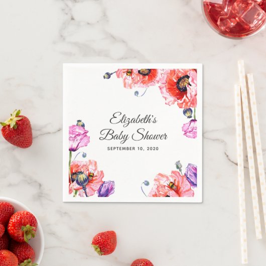 Papaver. Zomerrode bloemen. Bloemen baby shower Servet (Insitu)