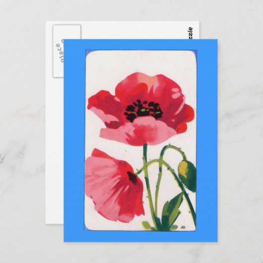  papaverafdrukken briefkaart (Voorkant / Achterkant)