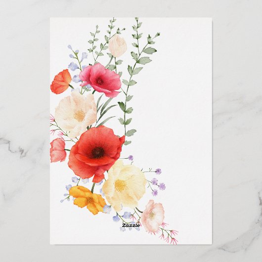 Papaverbloem Folie Uitnodiging (Achterkant)