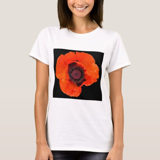 papaverbloem na regenval t-shirt (Voorkant)