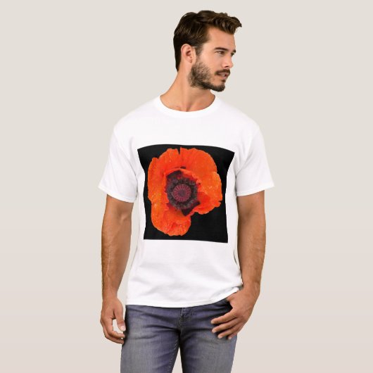 papaverbloem na regenval t-shirt (Voorkant volledig)