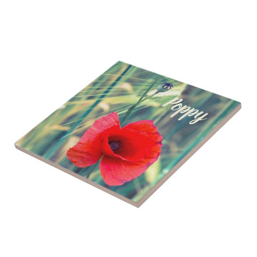 Papaverbloem voor tuinders en cadeau voor bloesem tegeltje (Zijkant)