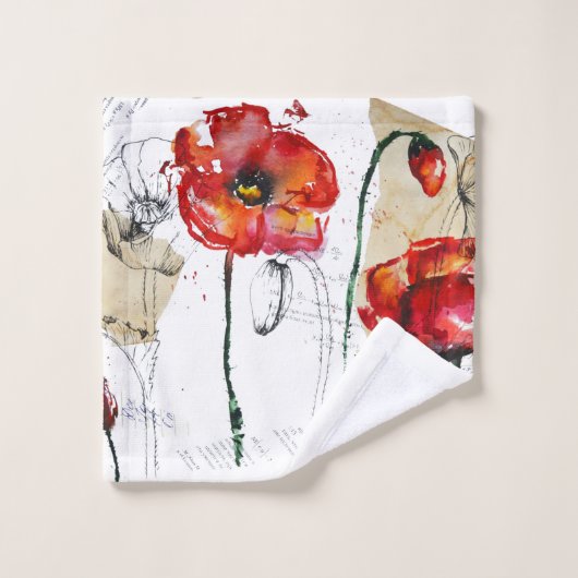 Papaverbloemen Bad Handdoek (Wasdoekje)