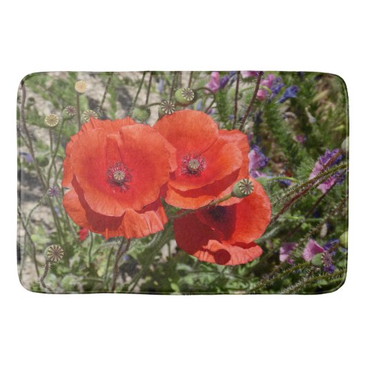 PAPAVERBLOEMEN BADMAT (Voorkant)
