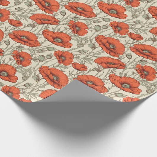 papaverbloemen cadeaupapier (Hoek)