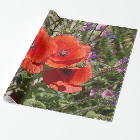 PAPAVERBLOEMEN CADEAUPAPIER (Uitgerold)