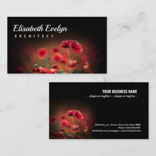 Papaverbloemen in de zomer visitekaartje (Voorkant / Achterkant)