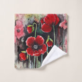 papaverbloemen in Waterverf Bad Handdoek (Wasdoekje)