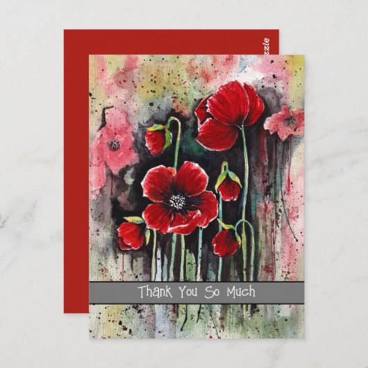 papaverbloemen in Waterverf Briefkaart (Voorkant / Achterkant)