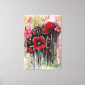papaverbloemen in Waterverf Canvas Afdruk (Voorkant)
