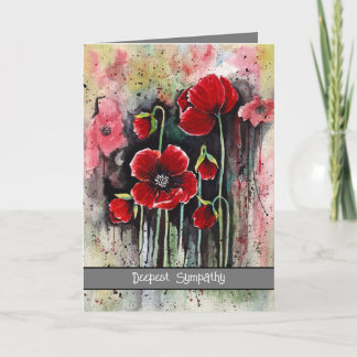 papaverbloemen in Waterverf Kaart