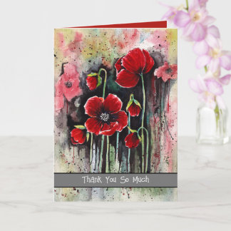 papaverbloemen in Waterverf Kaart