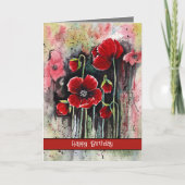 papaverbloemen in Waterverf Kaart (Voorkant)