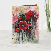 papaverbloemen in Waterverf Kaart (Voorkant)
