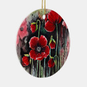 papaverbloemen in Waterverf Keramisch Ornament (Rechts)