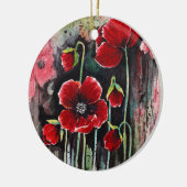 papaverbloemen in Waterverf Keramisch Ornament (Links)