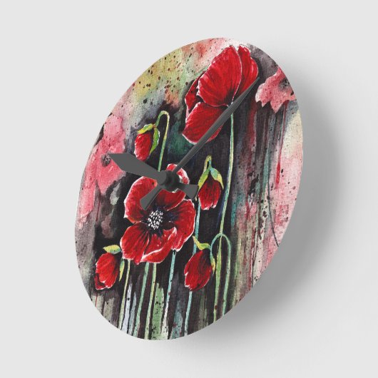 papaverbloemen in Waterverf Ronde Klok (Hoek)