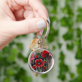 papaverbloemen in Waterverf Sleutelhanger (Hand)