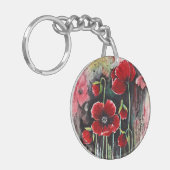 papaverbloemen in Waterverf Sleutelhanger (Voorkant Links)
