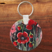 papaverbloemen in Waterverf Sleutelhanger (Voorkant)