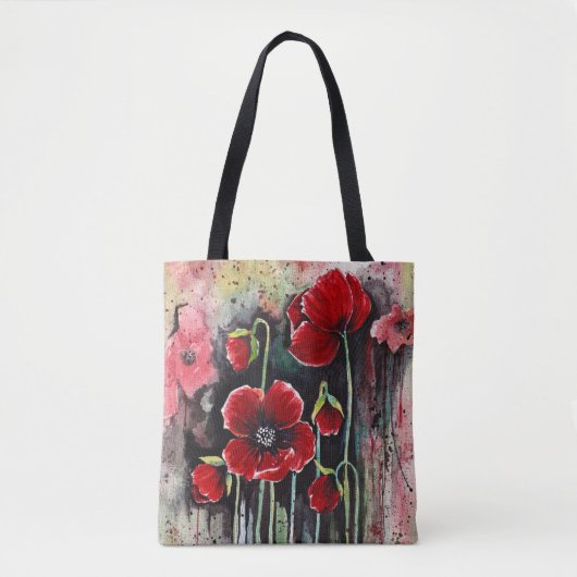 papaverbloemen in Waterverf Tote Bag (Voorkant)