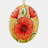 Papaverbloemen Keramisch Ornament (Rechts)