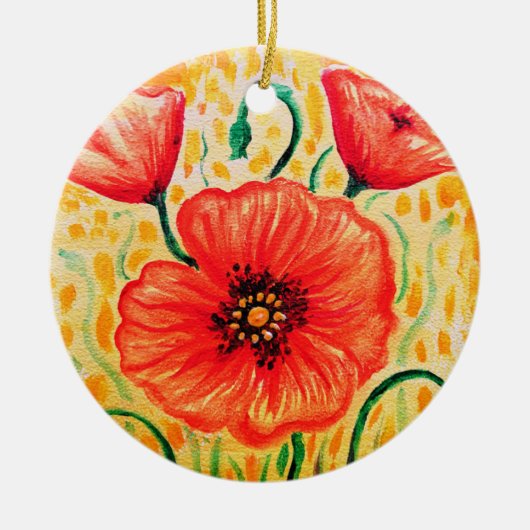 Papaverbloemen Keramisch Ornament (Voorkant)