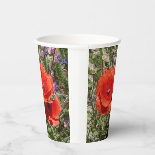 PAPAVERBLOEMEN PAPIEREN BEKERS (Rechts)