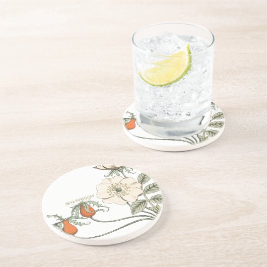  papaverbloemen zandsteen onderzetter (Zijkant)