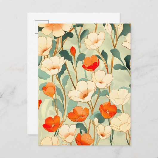  papaverbloesem aankondigingskaart (Voorkant / Achterkant)