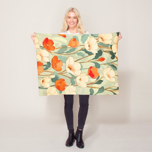papaverbloesem fleece deken (In situ)