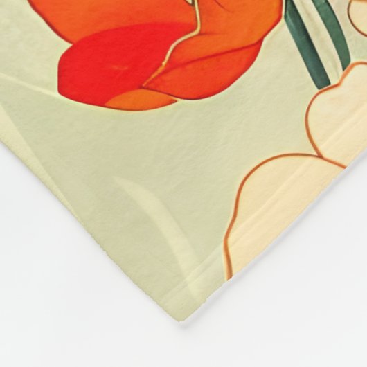  papaverbloesem fleece deken (Hoek)