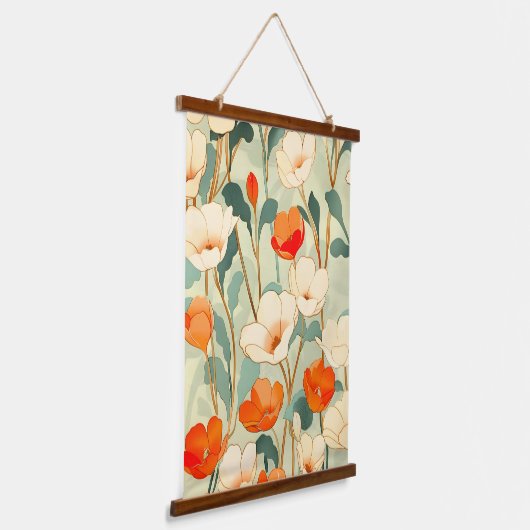  papaverbloesem hangend wandkleed (Gebogen)