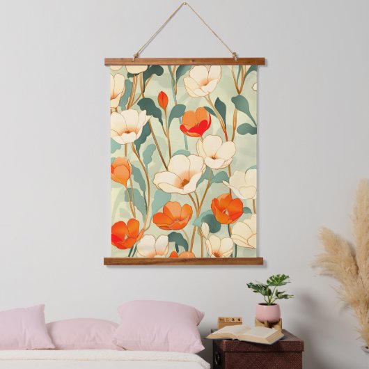  papaverbloesem hangend wandkleed (Slaapkamer)